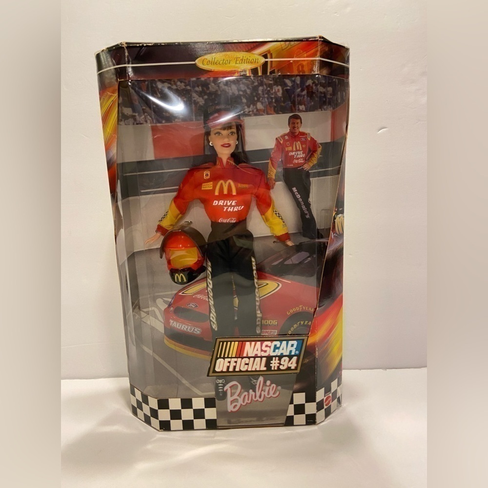 𝅺NASCAR Official #94 Barbie 1999 Doll, ￼ Mcdonald’s, Coca-Cola, ￼￼Super8 Mattel